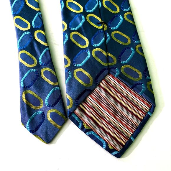 Ted Baker Silk Tie Necktie Blue Geometric Shape Work Wedding Business USA - Picture 3 of 4
